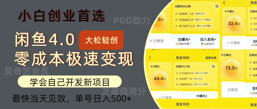 闲鱼0成本极速变现项目，多种变现方式，单号日入500+最新玩法-亮仔资源网