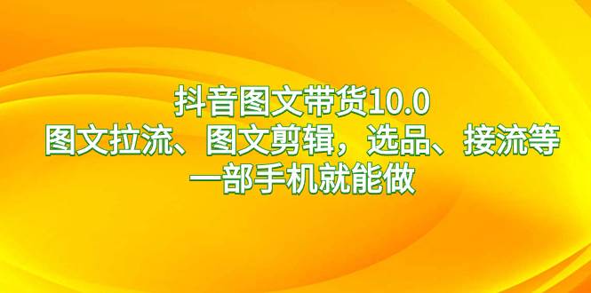 抖音图文带货10.0，图文拉流、图文剪辑，选品、接流等，一部手机就能做-亮仔资源网